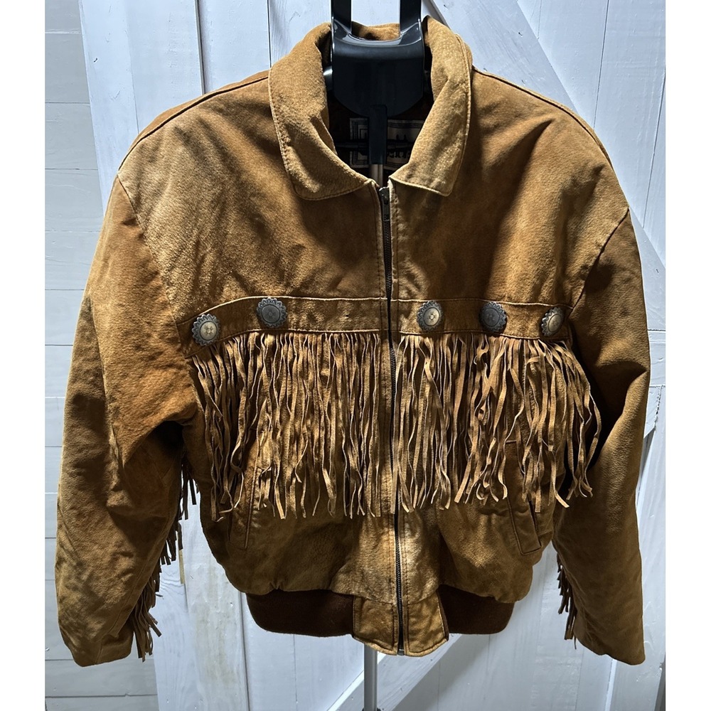 Vintage Excelled Leather Fringe Jacket With Concho 's Size M 1 Concho Missing